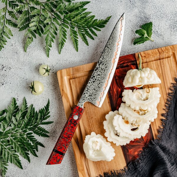 Gyuto japonský nůž 55 vrstev měděné damaškové oceli SaKuRo 20,7 cm