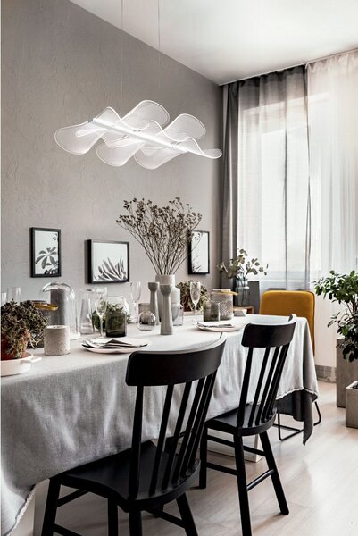 Fabas 3626-46-102 Sylvie, závěsné svítidlo z bílého metakrylátu, LED 30W 3000K, délka 58cm