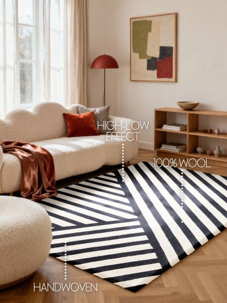 Koberec Elle Decoration Stryve bílý / černý