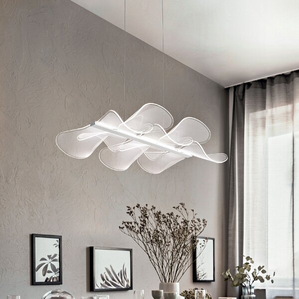Fabas 3626-46-102 Sylvie, závěsné svítidlo z bílého metakrylátu, LED 30W 3000K, délka 58cm