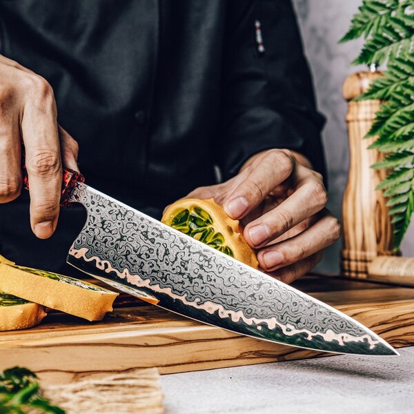 Gyuto japonský nůž 55 vrstev měděné damaškové oceli SaKuRo 20,7 cm