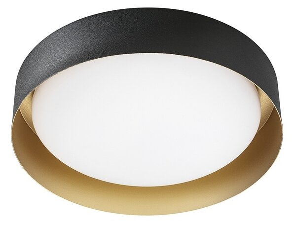 Linea Light 8295 Crew_2, stropní svítidlo s černo-zlatým límcem, 17W LED 3000K, prům. 33cm
