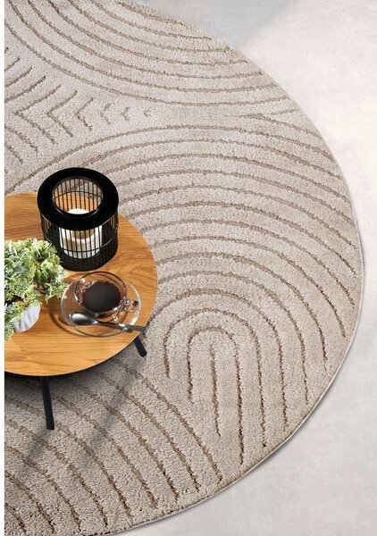 Béžový kulatý koberec ø 200 cm Panglao New York Taupe – Elle Decoration