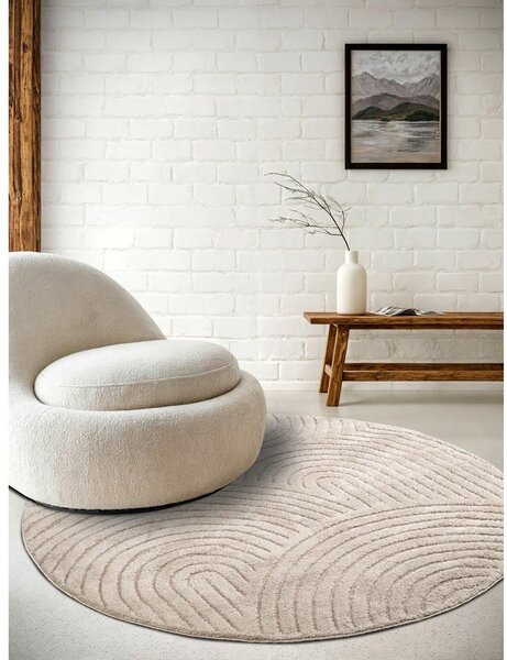 Béžový kulatý koberec ø 200 cm Panglao New York Taupe – Elle Decoration