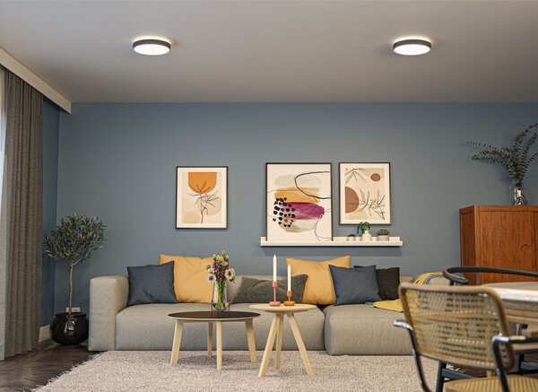 Paulmann 71053 Cosara, textilní stropní svítidlo s korónou, 15W LED 3000K, průměr 30cm, tmavě šedá, IP44