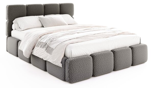 Čalouněná postel DELICATO 140x200 cm Grafit Boucle s úložným prostorem kovový rošt