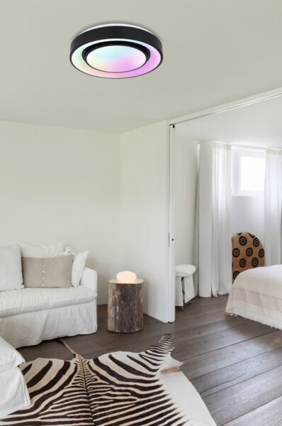 Stropní LED RGB svítidlo SULLY černá/opál