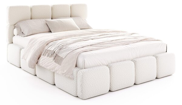 Čalouněná postel DELICATO 140x200 cm Krémová Boucle s úložným prostorem kovový rošt