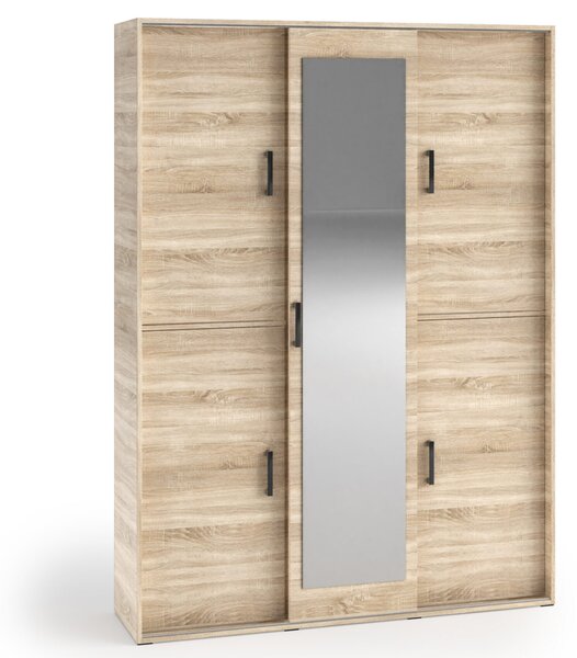 Prostorná šatní skříň se zrcadlem 150 cm AUREVIA - dub sonoma