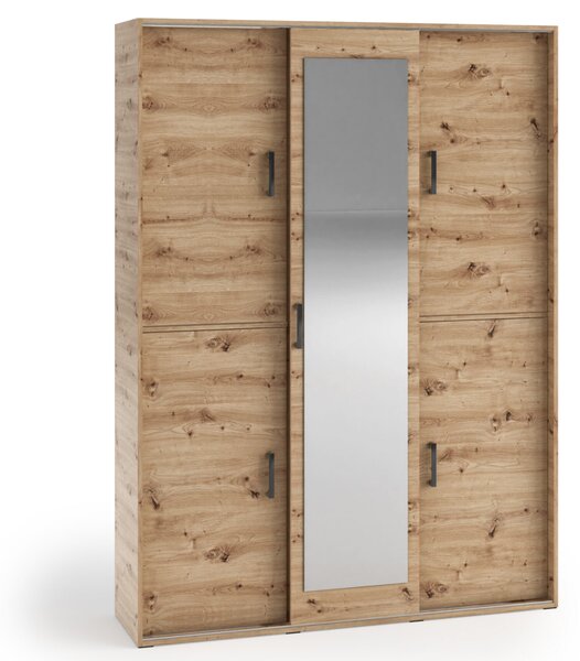 Prostorná šatní skříň se zrcadlem 150 cm AUREVIA - dub artisan