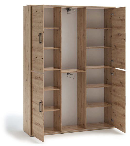 Prostorná šatní skříň se zrcadlem 150 cm AUREVIA - dub artisan