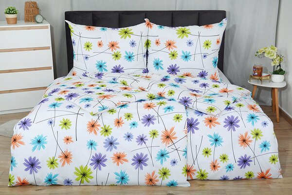 Bavlnené povlecení VARA bílé 140x200 cm kvetiny