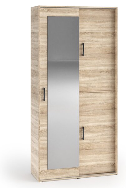 Šatní skříň se zrcadlem 100 cm AUREVIA - dub sonoma