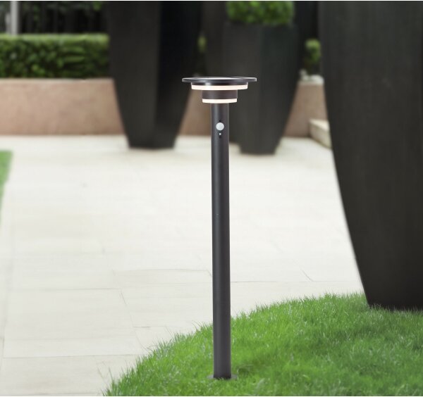 Brilliant - LED Solární lampa se senzorem GARVINA LED/3W/3,7V 85 cm IP44 černá