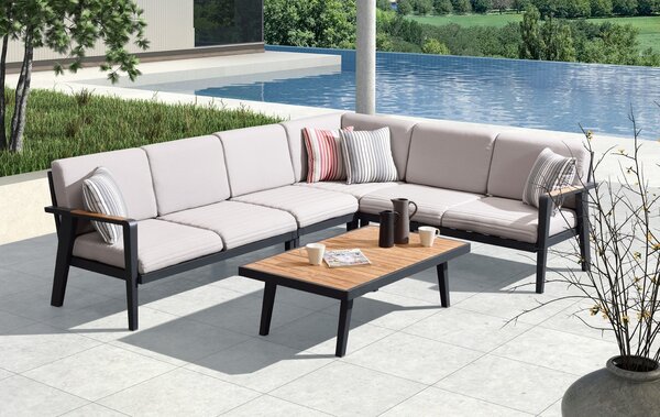 Zahradní 5 místná rohová sedací souprava EMOTI BLACK TAUPE Exteriér | Zahradní sedací sestavy