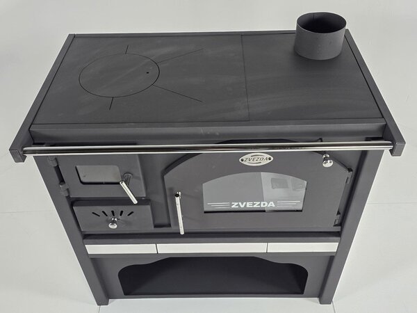 ZVEZDA Classic GFS Ceramic, Sporák na dřevo s troubou a varnou plochou, 5,9 kW, Ø 130 mm