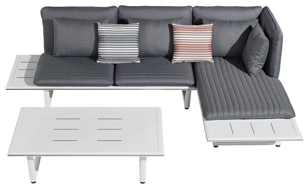 Zahradní 3 místná rohová sedací souprava SOPHIA WHITE GREY Exteriér | Zahradní sedací sestavy