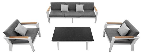 Zahradní 5 místná sedací souprava CHAMPION WHITE GREY Exteriér | Zahradní sedací sestavy