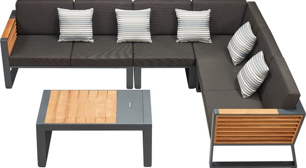 Zahradní 5 místná rohová sedací souprava NEW YORK BLACK Exteriér | Zahradní sedací sestavy