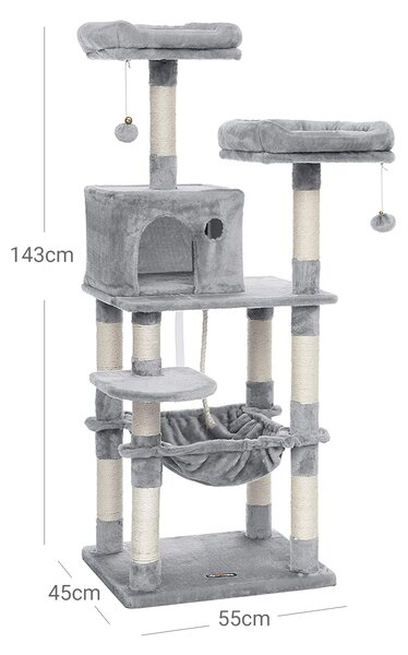 SONGMICS Kočičí škrabadlo Multiple I 143 cm světle šedé