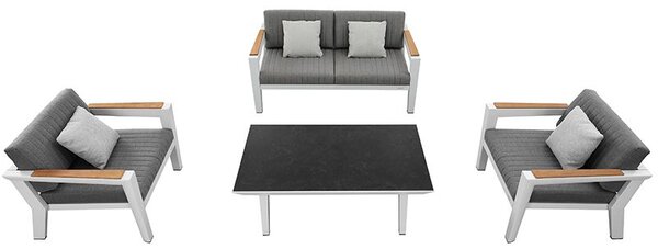 Zahradní 4 místná sedací souprava CHAMPION WHITE GREY Exteriér | Zahradní sedací sestavy