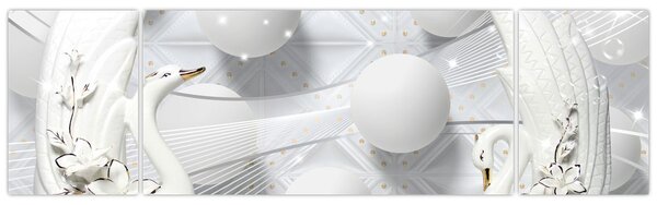 Obraz - Zlatá labuť na vodě (170x50 cm)