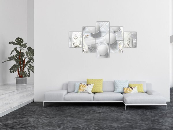 Obraz - Zlatá labuť na vodě (125x70 cm)