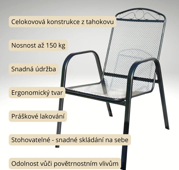 Vikio Zahradní kovové křeslo V120 antracit