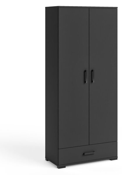 Vysoká dvoudveřová skříň 80 cm KLENRI - černá