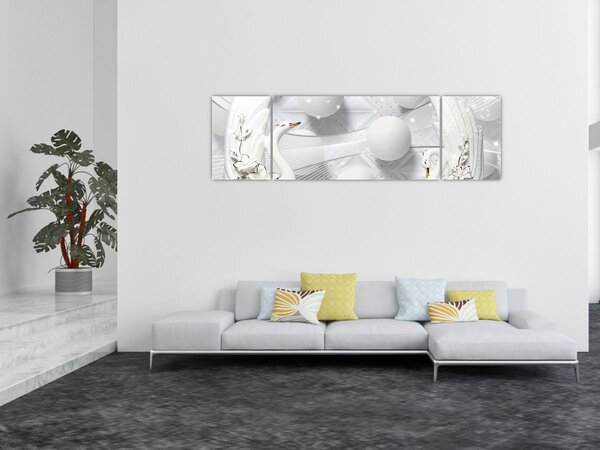 Obraz - Zlatá labuť na vodě (170x50 cm)