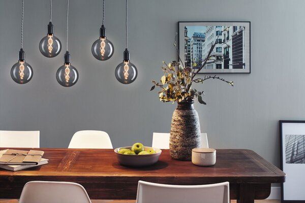 Paulmann 28882 Helix Inner Glow, kouřová dekorativní žárovka E27 LED 3,5W 1800K, průměr 12,5cm