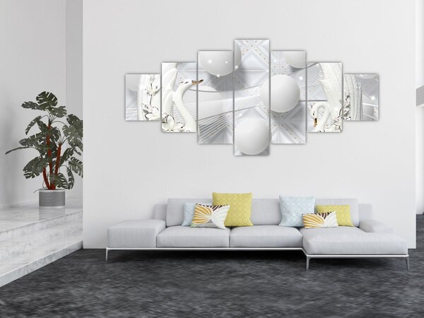 Obraz - Zlatá labuť na vodě (210x100 cm)