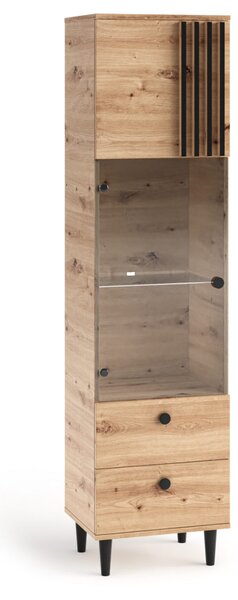 Prosklená úzká skříň 50 cm WARDOX - dub artisan
