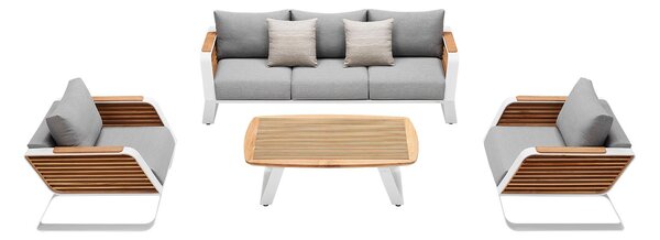 Zahradní 5 místná sedací souprava WING WHITE GREY Exteriér | Zahradní sedací sestavy