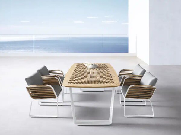 Zahradní 6 místná jídelní souprava WING WHITE GREY Exteriér | Zahradní jídelní sestavy