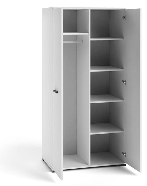 Šatní dvoudveřová skříň 90 cm KLENRI - bílá
