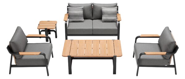 Zahradní 4 místná sedací souprava VISCONTI BLACK GREY Exteriér | Zahradní sedací sestavy
