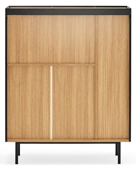 Černá vysoká komoda v dekoru dubu 95x120 cm Arista – Teulat