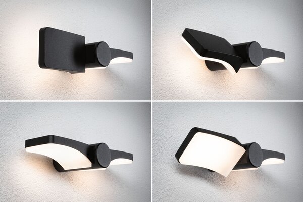Paulmann 94766 Pekana, flexibilní antracitové venkovní nástěnné svítidlo LED 2x6W 3000K, šířka 24cm, IP44