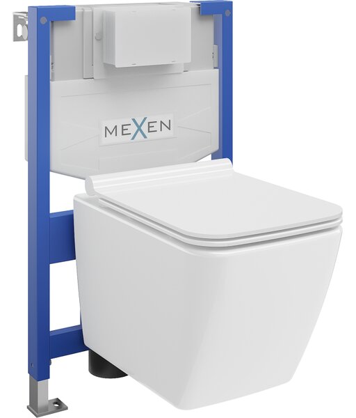 Mexen Vega podomítková WC sada Fenix XS-F s WC mísou a pomalu padajícím sedátkem, bílý lesk - 68030654000