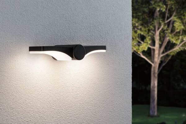 Paulmann 94766 Pekana, flexibilní antracitové venkovní nástěnné svítidlo LED 2x6W 3000K, šířka 24cm, IP44