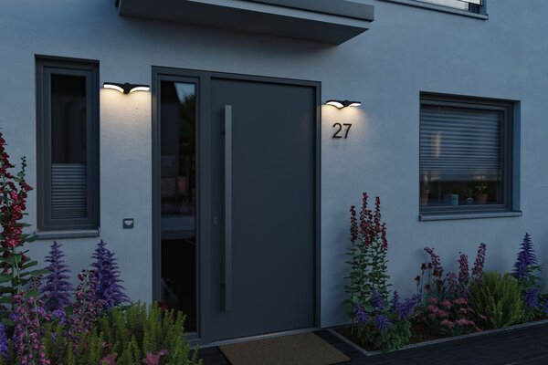 Paulmann 94766 Pekana, flexibilní antracitové venkovní nástěnné svítidlo LED 2x6W 3000K, šířka 24cm, IP44