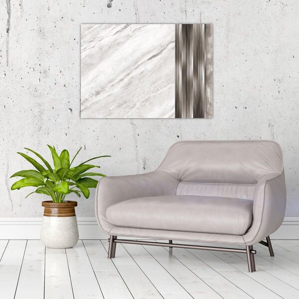 Obraz - Mramor se stříbrnými linkami (70x50 cm)