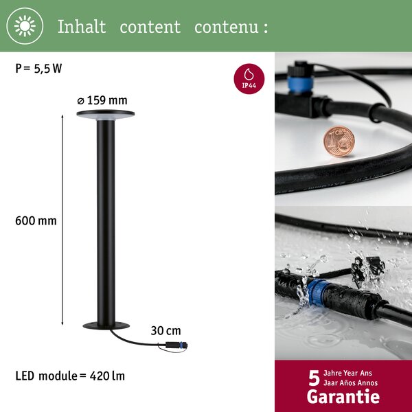 Paulmann 94750 Plug&Shine Plate, venkovní sloupkové svítidlo 5W LED RGBW, výška 60cm, IP44, ZigBee