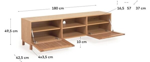 TV stolek v dekoru dubu v přírodní barvě 180x50 cm Beyla – Kave Home