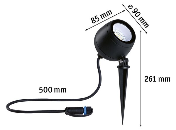 Paulmann 94769 Plug&Shine Kikolo, zahradní reflektor s trnem 6,2W LED RGBW, antracit, IP65, ZigBee