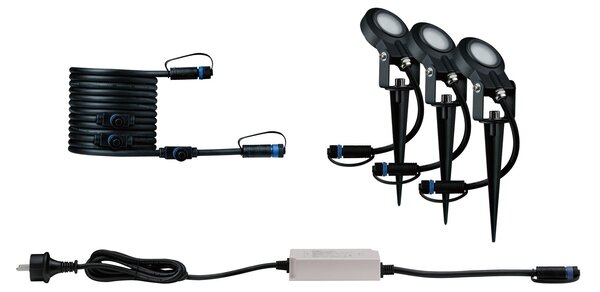 Paulmann 94729 Plug&Shine Sting, základní set zahradních reflektorů 3x6,3W LED 2200K stmívatelné, IP67