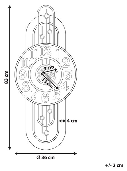 Nástěnné hodiny NOBELIUM 36 cm Kov Zlatá