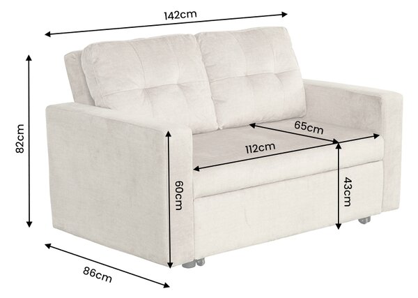 Rozkládací pohovka SMART 140 CM šampaňská béžová samet Nábytek | Obývací pokoj | Sedací soupravy a pohovky | Pohovky | Rozkládací