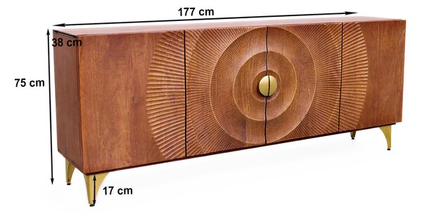 Komoda GOLDEN SUNSET 180 CM hnědá masiv mango Nábytek | Úložné prostory | Komody | Nízké